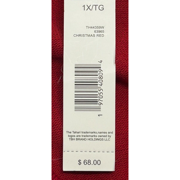 Tahari Sweater Womens 1X Red Rib Band Pullover Long Sleeve Rayon Blend NWT - Picture 12 of 13